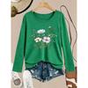 1Pieces Women's Round Neck Long Sleeve T Shirt Floral Print All-Season Casual Wear Shipped from Local Warehouse Everyday Versatile Top Perfect