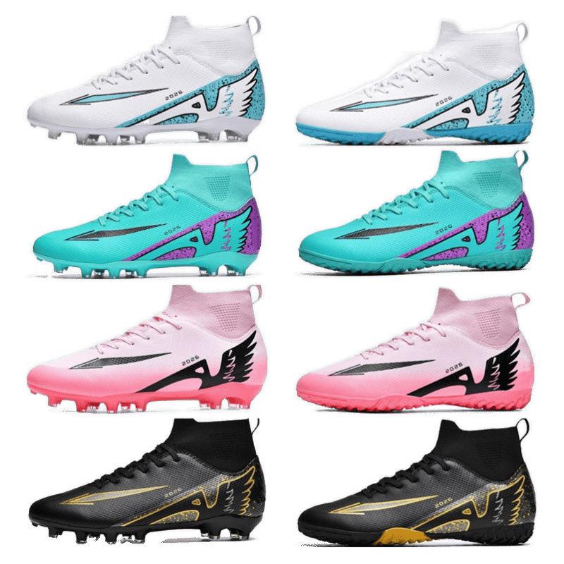 Fotballsko med høy ankel for menn og kvinner, brukne knotter og lange knotter, nye 15 ungdoms gressbanepigger, studenttrening barn