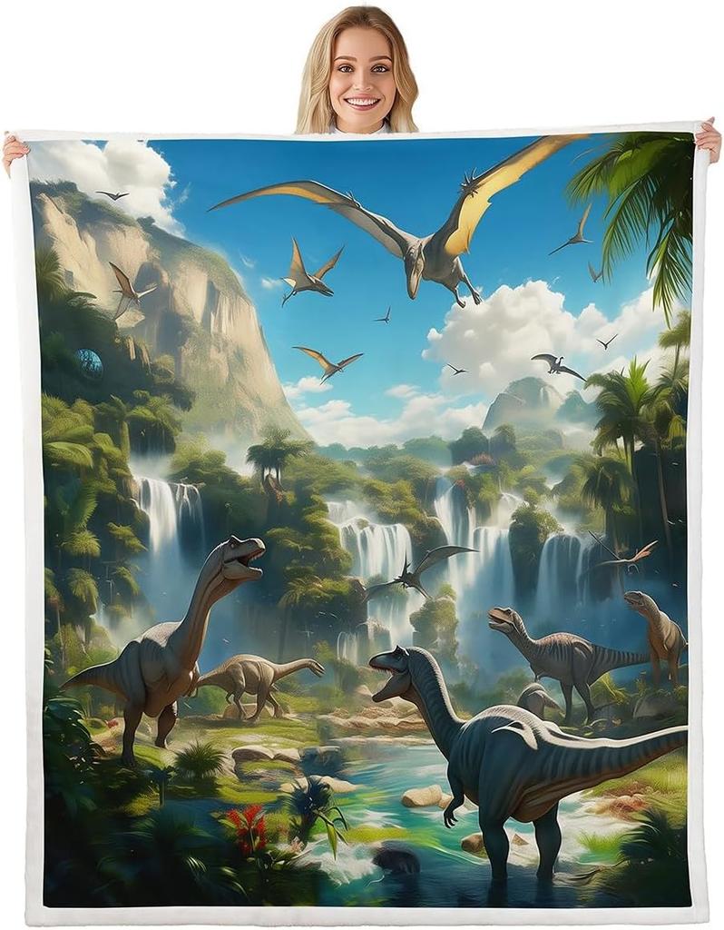 Colorful Dinosaur Blanket Soft Fleece Throw Kids Room Decor Baby Gift Cartoon Animal Design Home Decoration
