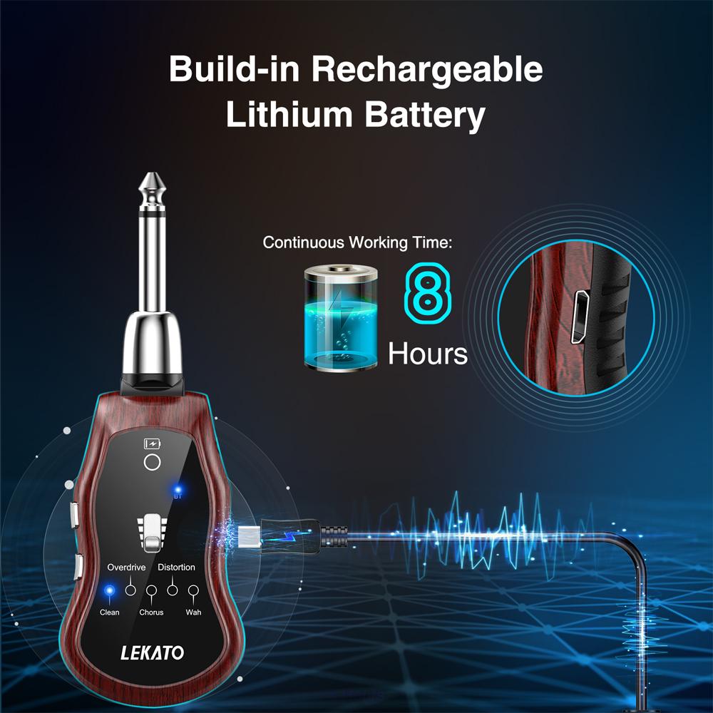 Quick-Charge Mini Amp - Lekato B6 0-100% In 1H W/5 Guitar Fx & Aux Input for Electric/bass (Ipx4 Splashproof)