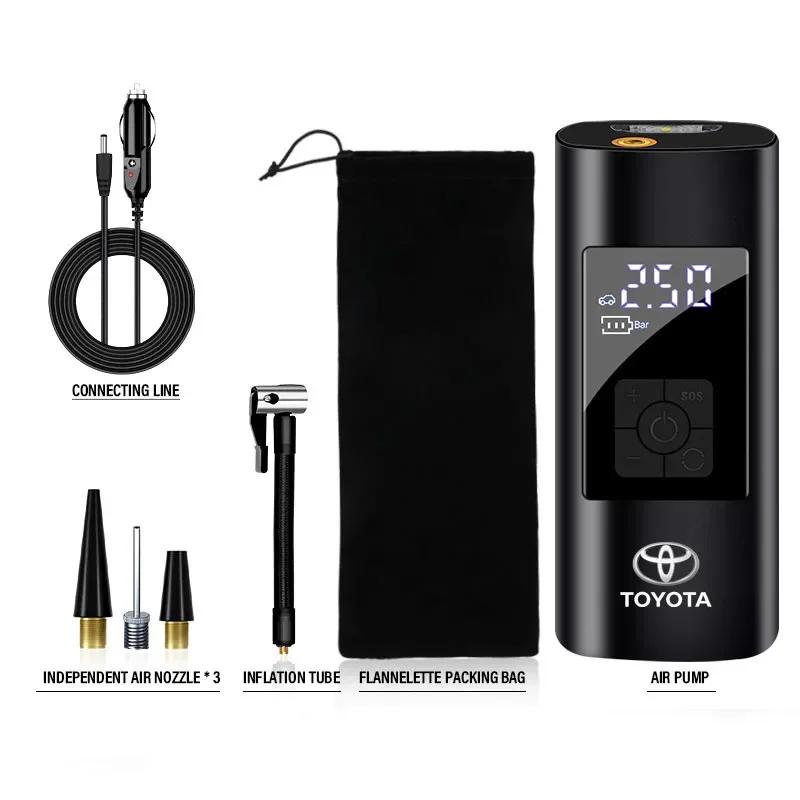 1Pcs Car Tire Inflator Smart Digital Inflatable Pump Emblem Accessories For Toyota TRD Corolla Yaris Rav4 Avensis Auris Camry