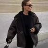 Womens Faux Suede Fur Lined Jacket Winter Warm Casual Streetwear Coat