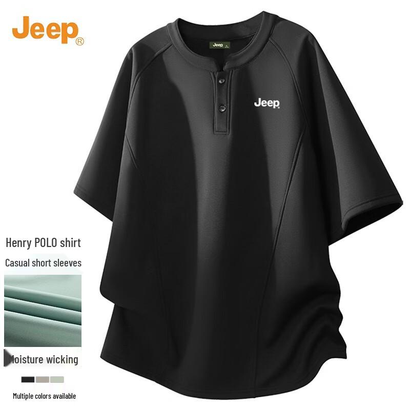 JEEP Men s Henley Short Sleeve T-Shirt XL