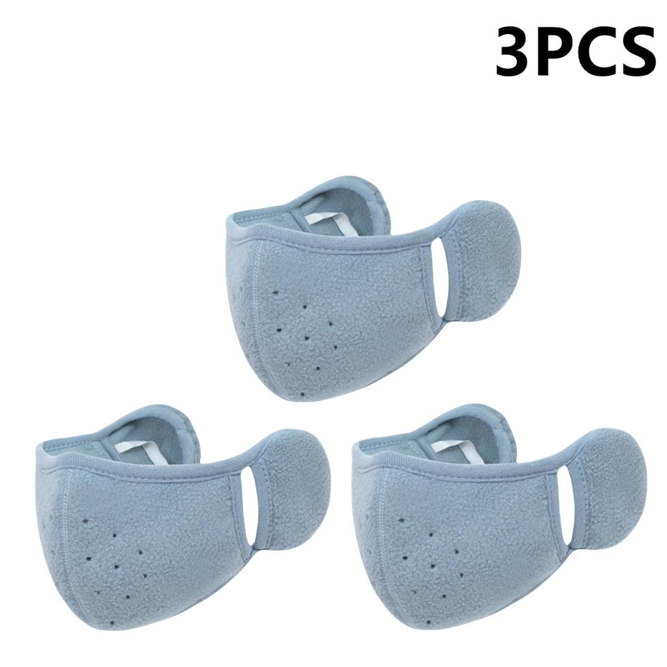3Pcs Winter Warm Face Mask Cold-Proof Breathable Earmuff Windproof 3D Polar Fleece Half Face Cover Cycle Riding Mask
