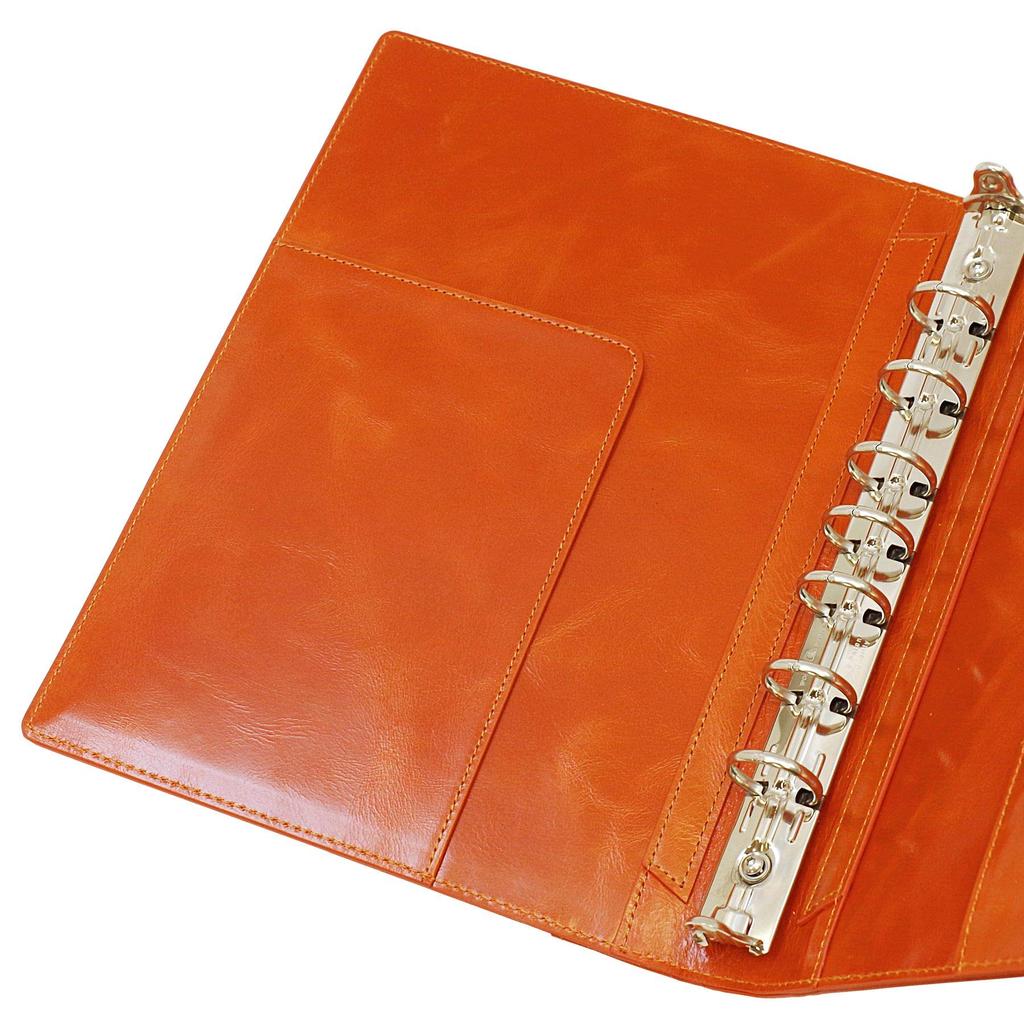 Franklin Planner Lustrous Leather Classic Orange 64619 Binder, Size, 20mm, Brown,
