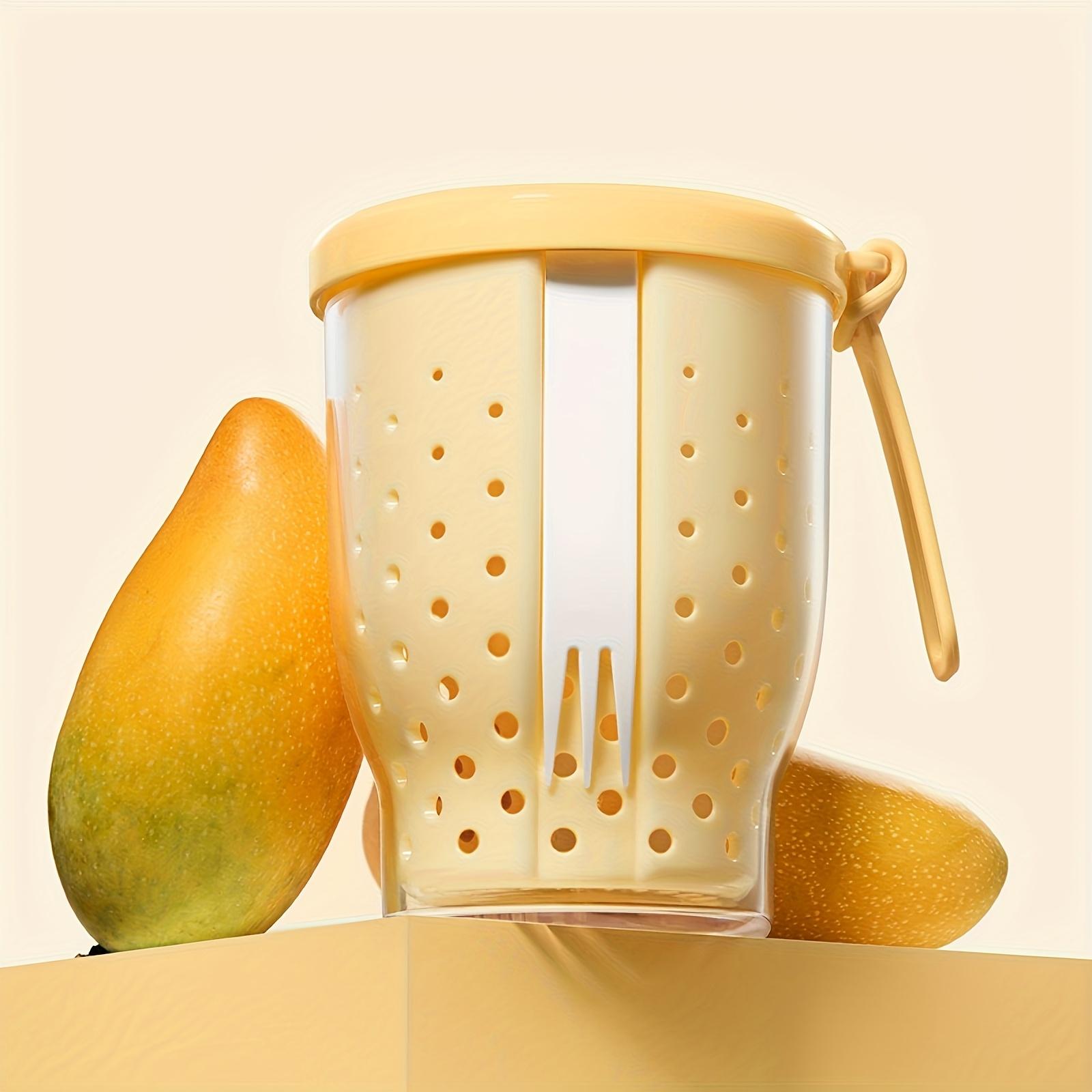 

Портативный стакан для фруктового салата со встроенной вилкой, многоразовый пластиковый контейнер для офиса, путешествий и вечеринок, идеально подходит для любителей фитнеса жёлтый