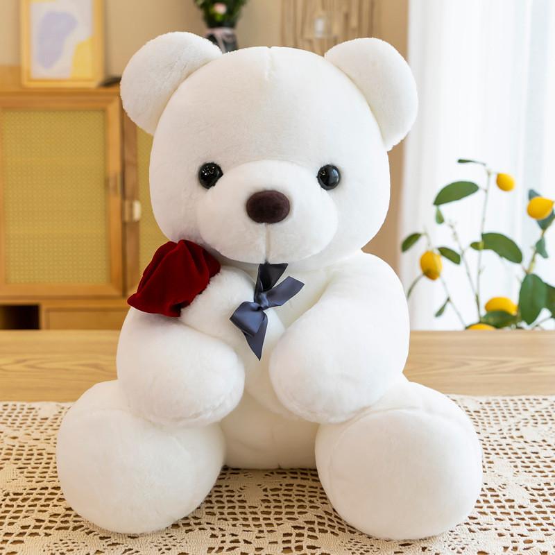 

Large Rose Teddy Bear Plush Toy Valentine s Day Gift Soft Stuffed Animal Doll For Girls Cute Wedding Present 25cm/9.84in білий