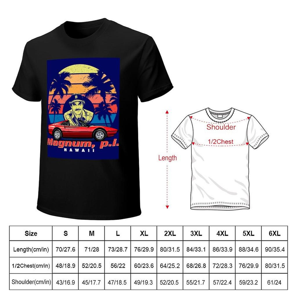 Magnum PI Retro T-Shirt Graphics Customs Designer T Shirt Men
