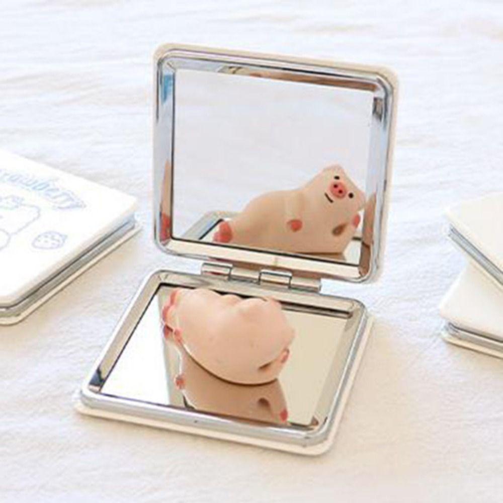 Double-Sided Folding Makeup Mirror Little Bear Compact Pocket Mirror  Cosmetics Tools
