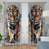 2 Panels Tiger Printed Curtains Ink Splash Animal Pattern Polyester Living Room Bedroom Window Drapes Home Decor