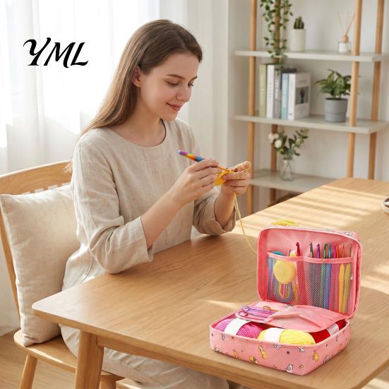 Easy to Use Crochet Tools for Kids 59Pcs/Set Kit, Ergonomic Hooks Yarn Accessories Set Portable Craft Storage Case with Bag, Complete Tool Kit