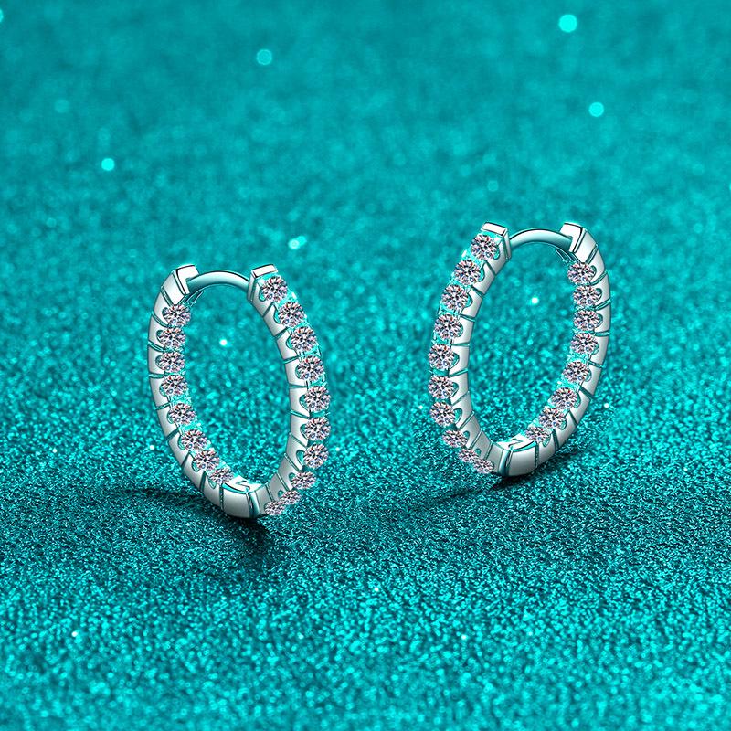 925 Sterling Silver Gold-Plated Moissanite Ear Cuffs for Women - Exquisite Round Hoop Earrings