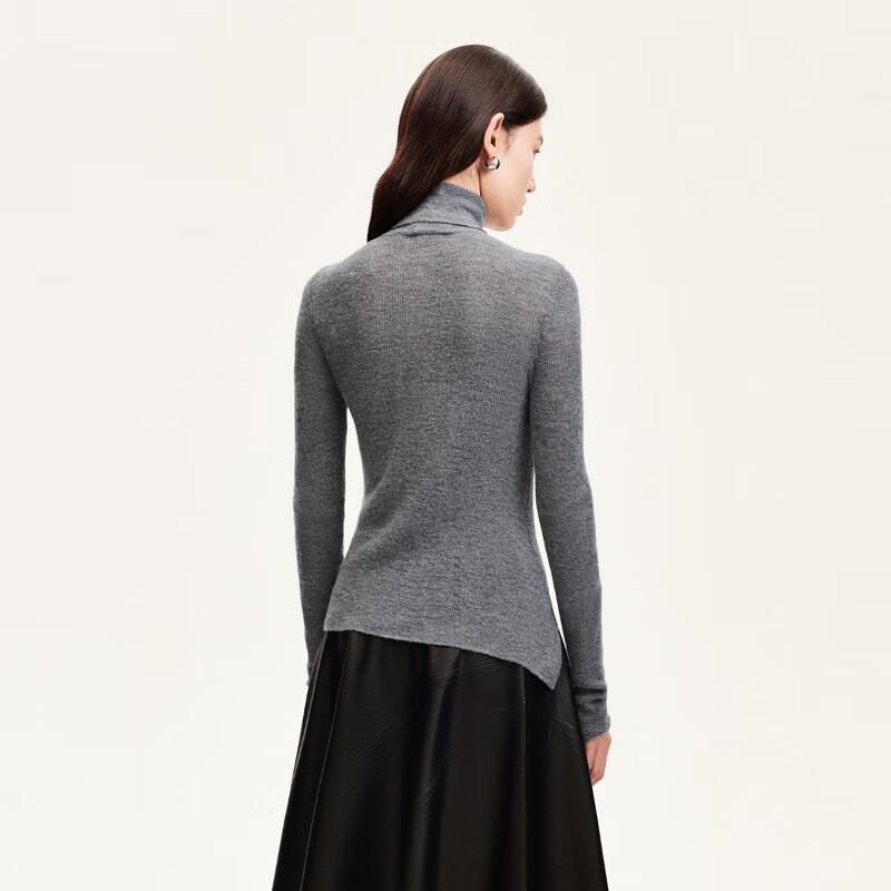 Veromoda Women's Wool Blend High-Neck Slim Fit Slit Sweater