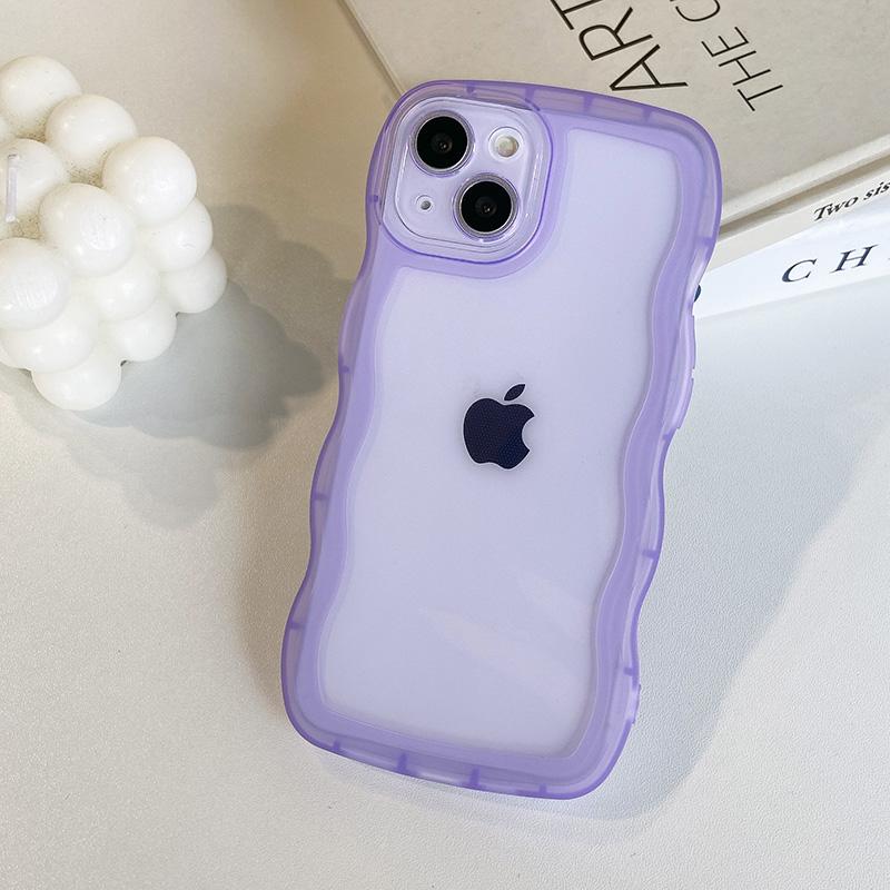 Custodia per Telefono Traslucida con Bordo Ondulato per iPhone 16 15 14 Pro Max 13 12 11 Cover Posteriore Morbida in TPU