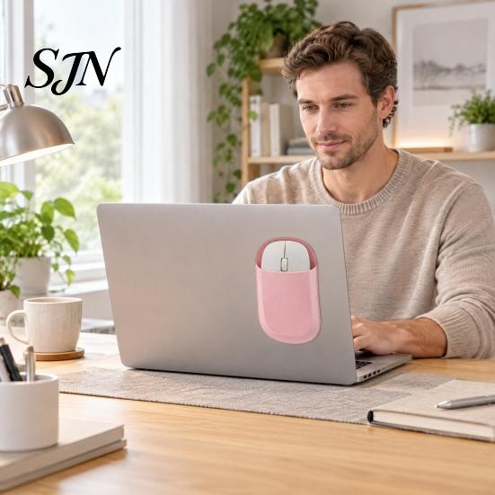 Stretchable Mouse Case for Notebook Wireless Sleeve Pouch, Self Adhesive Universal Storage Office Bag, Lycra Fabric Large Opening Holder Laptop