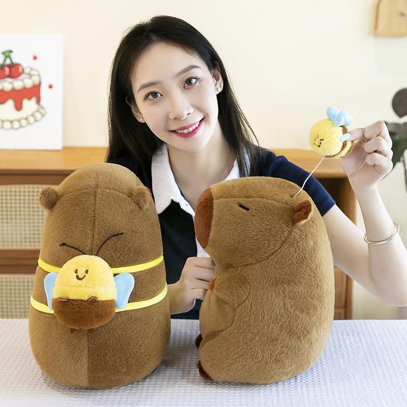 New bee backpack kapibara water guinea pig plush toy doll throw pillow