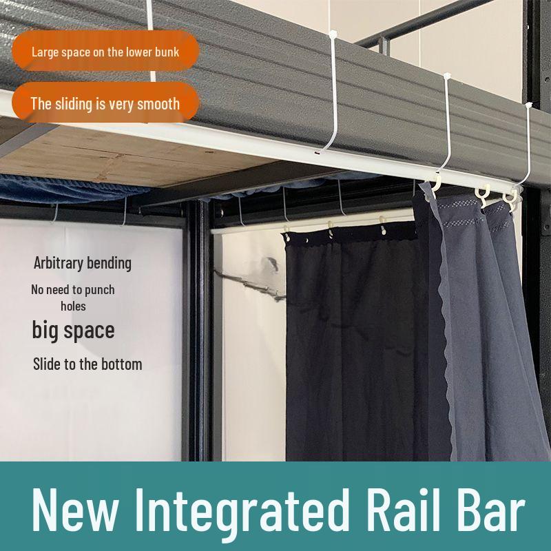 Double Rail Blackout Curtain for University Dorm Room Bunk Beds with Under-Desk Type