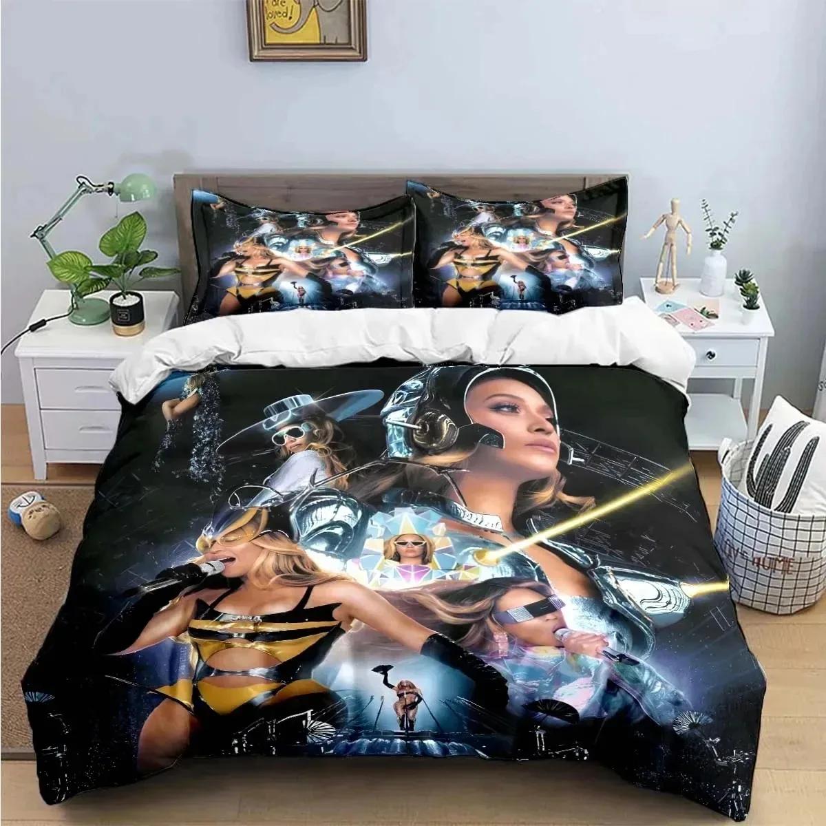 

Pop Female Singer B-Beyonce Beding Set Young Boys Young Girls Twin Quen King-Sized Dimensionsd Dimensions Soft Duvet Cover Pilowcase Bed boys Adult 135*200cm Eu-Single