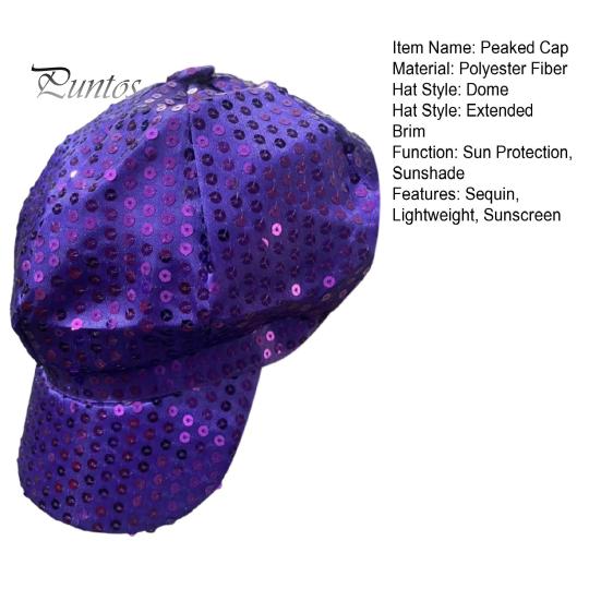 Paillettenverzierter Hut Glitzernde Schirmmütze Unisex Party Sonnenschutz Langer Schirm für Baseball Erwachsene und Kinder Bühnenauftritt Street Dance Kopfbedeckung
