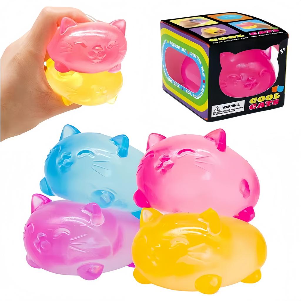 Festive Mini Cat Maltose Squishy, Non-toxic Decompression Squeeze Toy, Soft Pressure Relief Ornament for Holiday Party Gifts