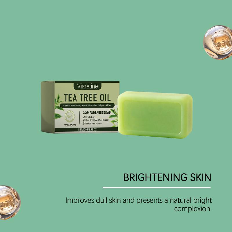 Tea Tree Essential Oil Soap Clean Exfoliating Lighten Dark Spot Whitening Skin Firm Oil Control Face Handmade Soap
