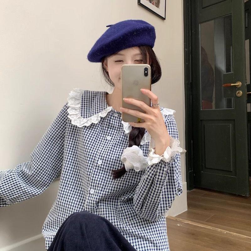 

Women s Plaid Peter Pan Collar Shirt & Vest Midi Skirt Set - Spring/Autumn 2025 Collection Medium (M)