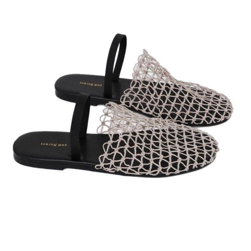 Fashion In Summer, Wear Round Toe, Straight Buckles, Casual and Comfortable, Women's Flats, Cut-out Mary Jane Single Shoes,fishnet Shoes