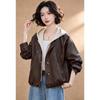 EST+II Women's Color-Block Hooded Casual Short Jacket