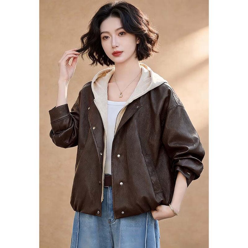 EST+II Women's Color-Block Hooded Casual Short Jacket