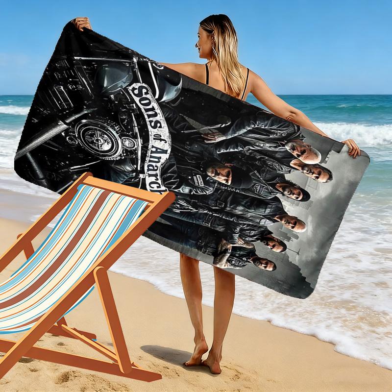Sons Anarchy: Brotherhood Rebellion Beach Towel Soft Portable for Travel Seaside Outdoor Pool Towel Absorbent Bath Towel Fashion