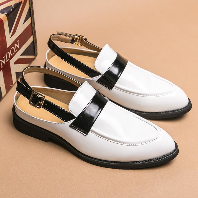 Men Casual Patent Leather Sandals Cozy Non-slip Cool Lighted Breathable Classic Fashion Comfy Outdoor Shoe Casual Sandals