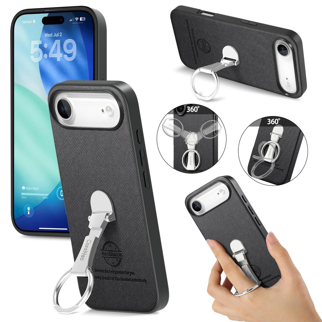 CASENEO BW-12 For iPhone 17 Air Case Folding Kickstand Twill Texture Leather Back Cover