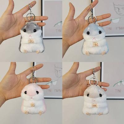 Kawaii Cute Soft Hamster Keyrings Keychains Fluffy Trinkets Car Handbag Pendant Key Chian Ring Holder Birthday Gift