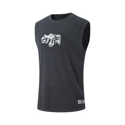 Li Ning Badfive Letter Rundhals Bequemes Atmungsaktives Vielseitiges Ärmelloses Westen Herren Tops Schwarz AVSV177-3
