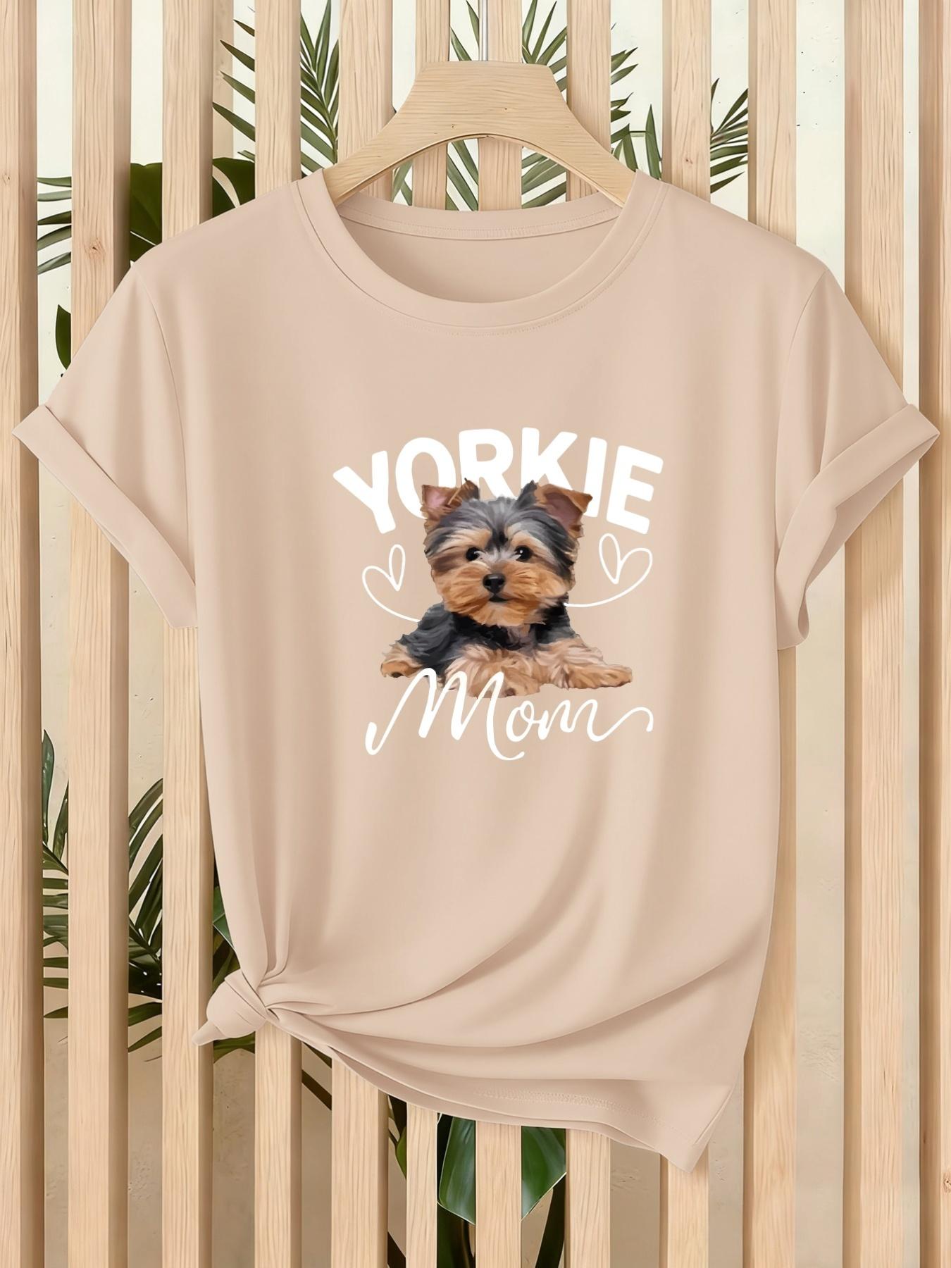 

Women s Yorkie Mom T-Shirt - Short Sleeve Casual Round Neck Blouse-Compatible Top Suitable for Home. Office ; Travel. Yorkshire Terrier Print with Yor S дубильна кора