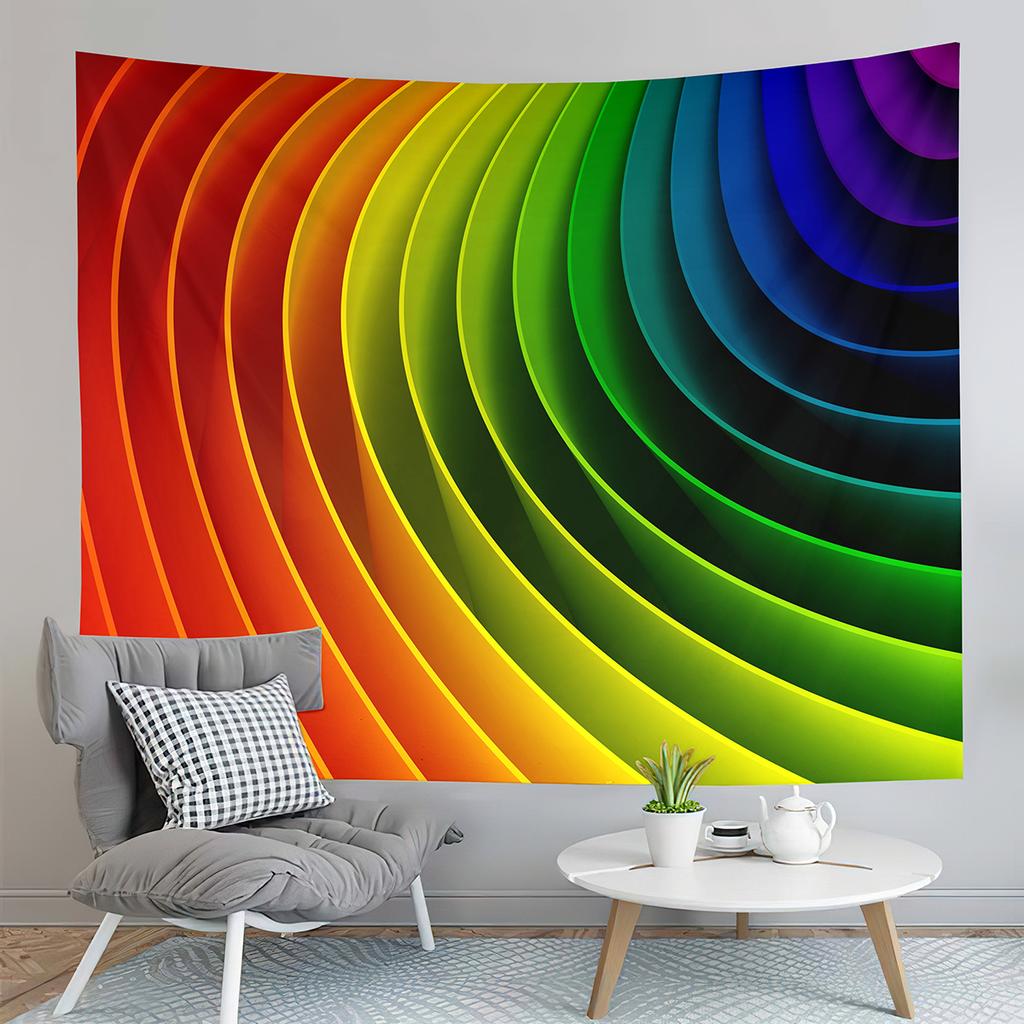 Colorful Rainbow Style Tapestry Abstract Aesthetics Tapestry Art Home Living Room Bedroom Dorm Wall Hanging Decorative Blanket