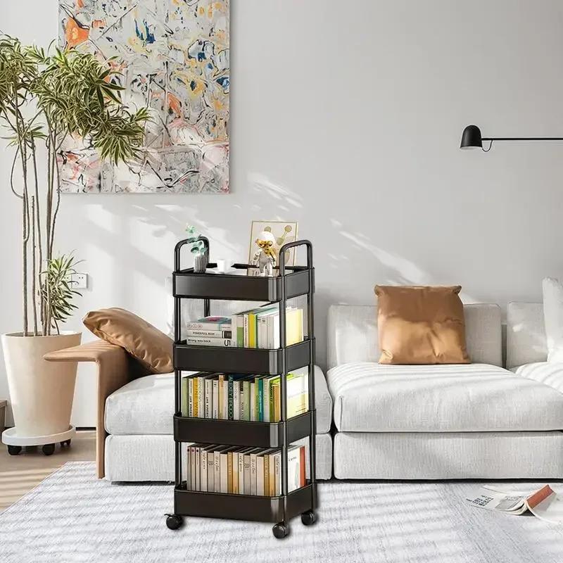 Floor-standing Kitchen Snack Shelf Organizer Bathroom Accessories Home Stand Rack Cart for Storage Multifunctional Trolley Toy