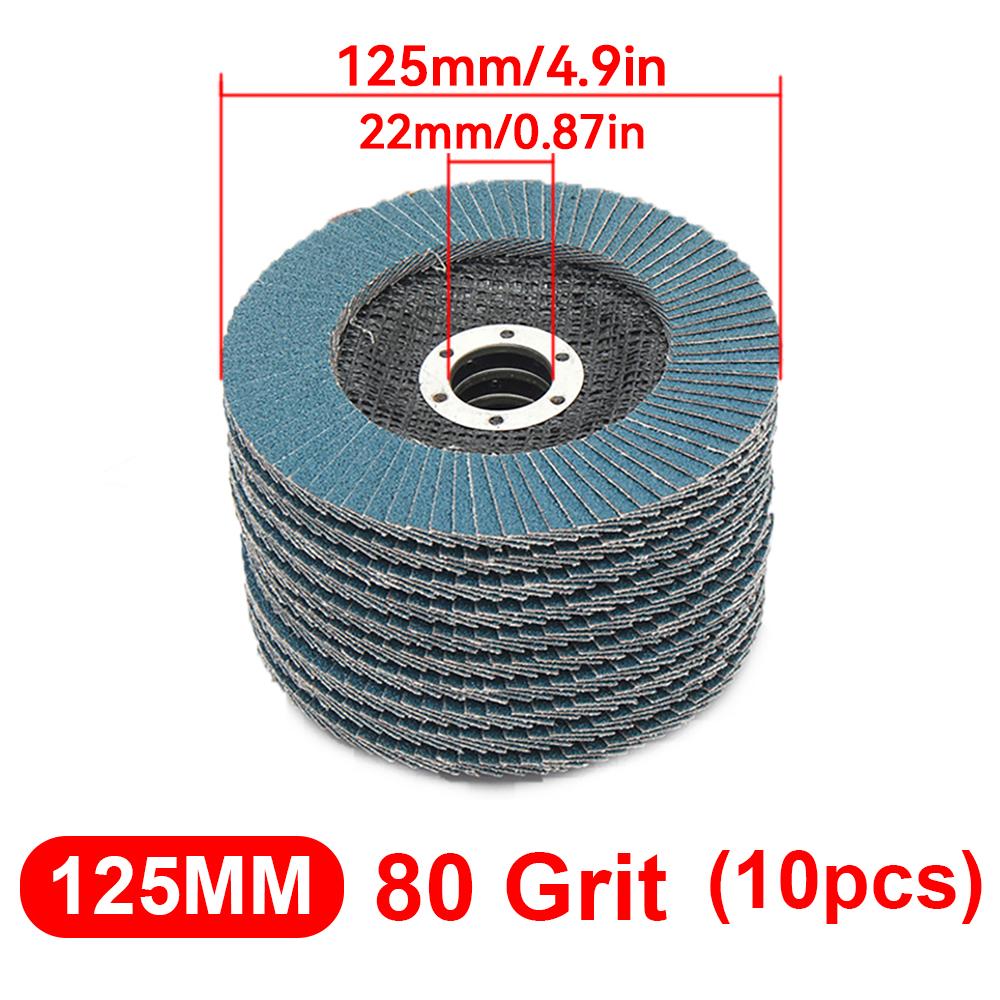 10Pcs 125mm Flat Flap Discs 5" 40/60/80/120Grit Angle Grinder Sanding Discs Grinding Wheels Angle for Metal Wood Polishing