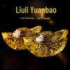 Gold Ingot Ornaments Set: Small, Medium, Large Yellow Crystal Wealth Decorations for Home and Living Room.