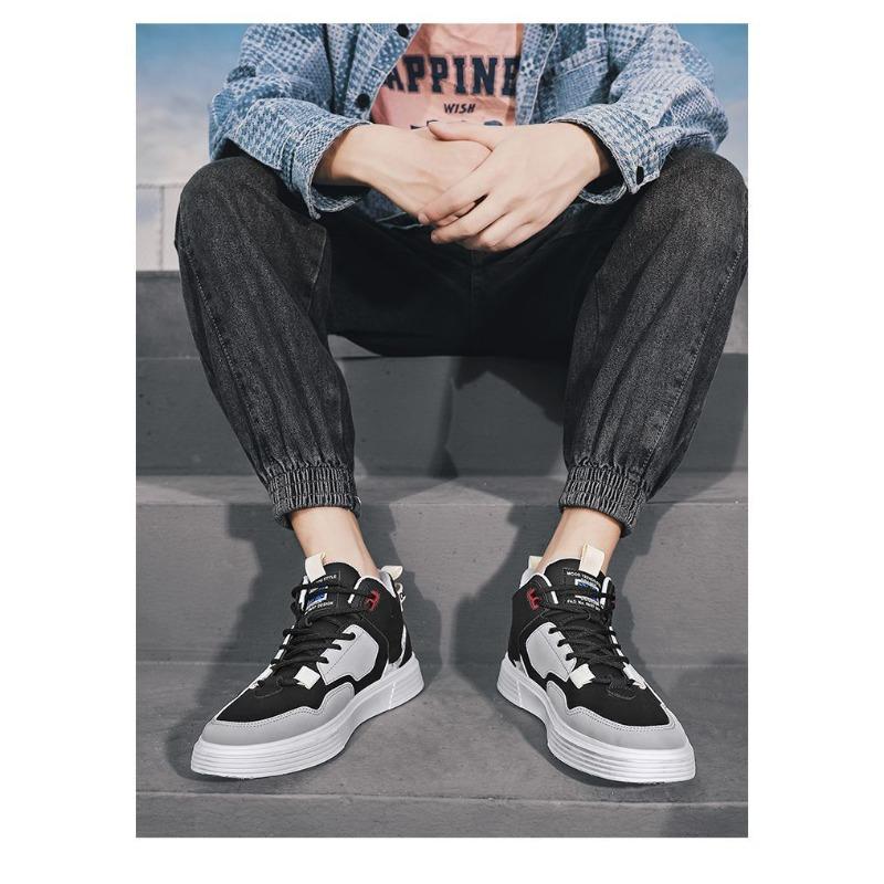 Men's Spring-Summer High-Top Flat-Soled Board Shoes, Trendy Versatile Casual Footwear For Students.