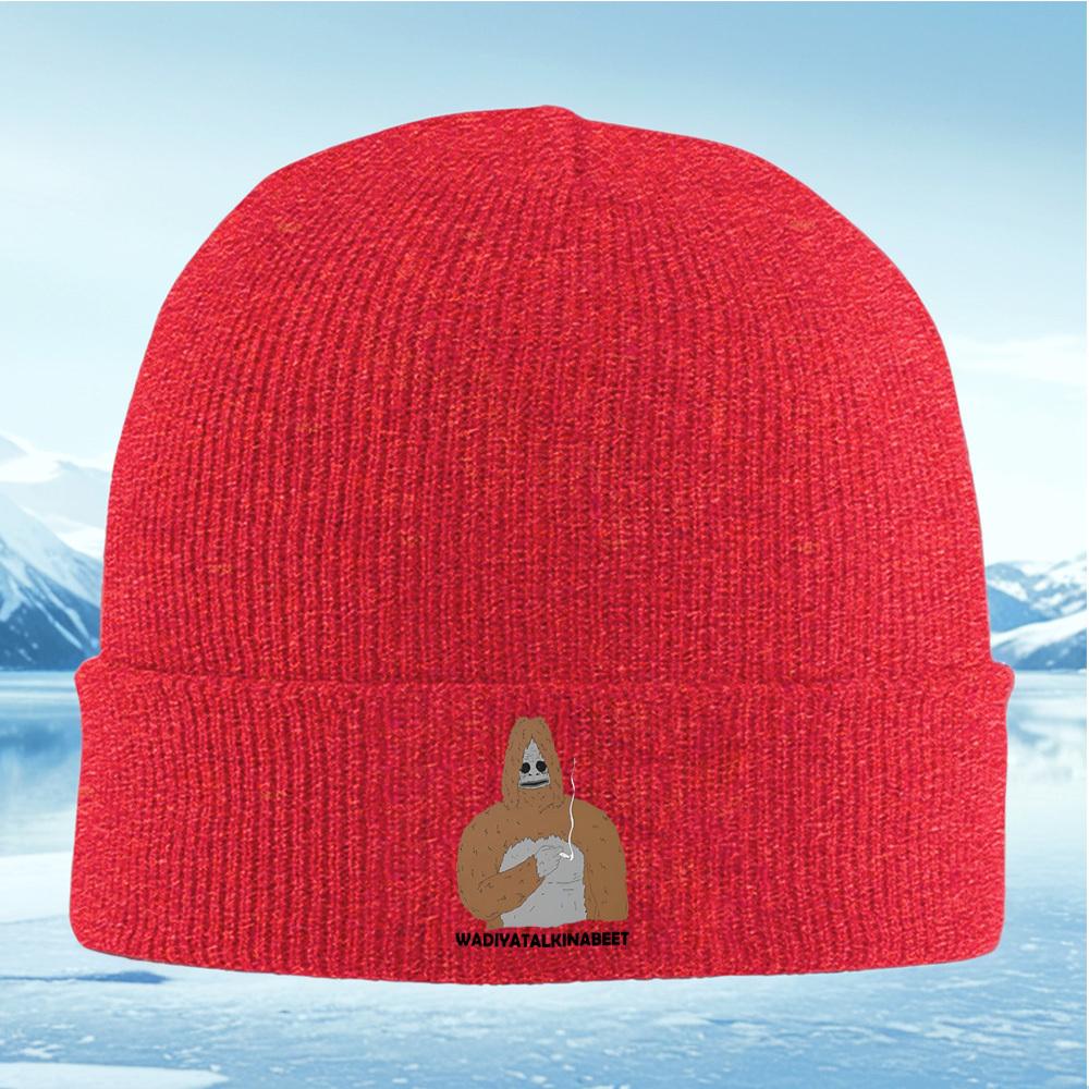 Bigfoot holding smoking joint Men Women Unisex Knitted Hat Beanie Pullover Cap Winter Thermal Warm Christmas Outdoor Cycling Hik