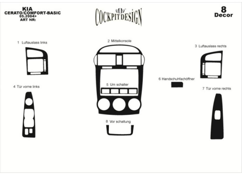 

Накладки на панель 2004-2006 (Sedan) Дерево для Kia Cerato 1