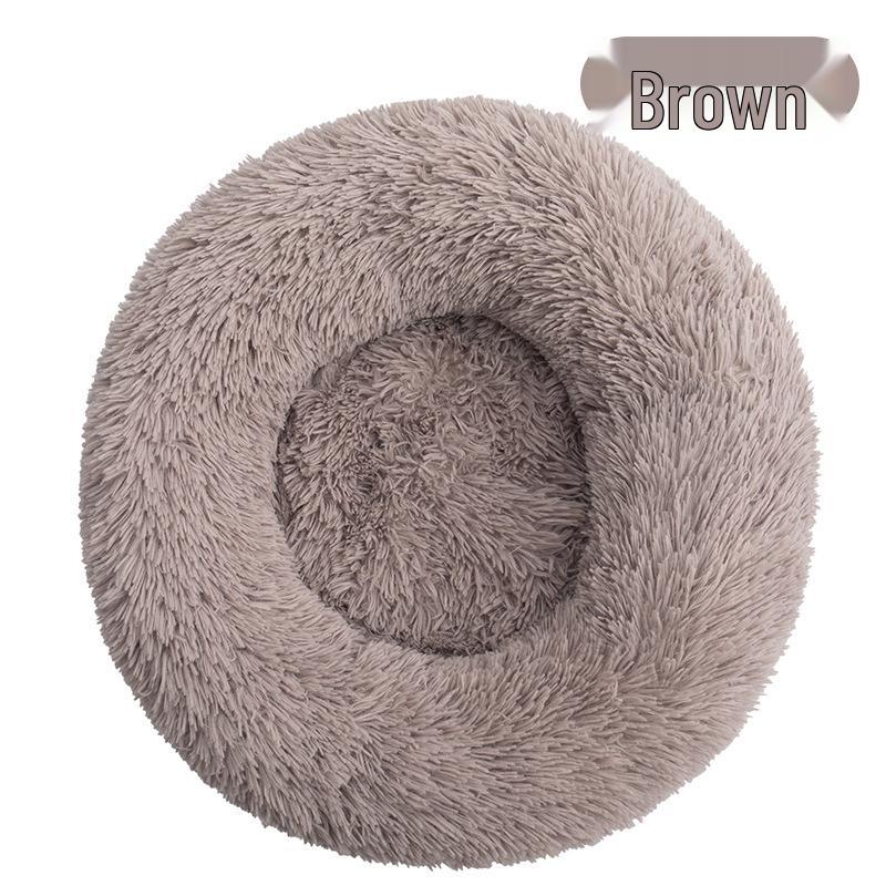Round Plush Cat & Dog Bed – All-Season Warmth, Multi-Size Options for Small & Medium Pets