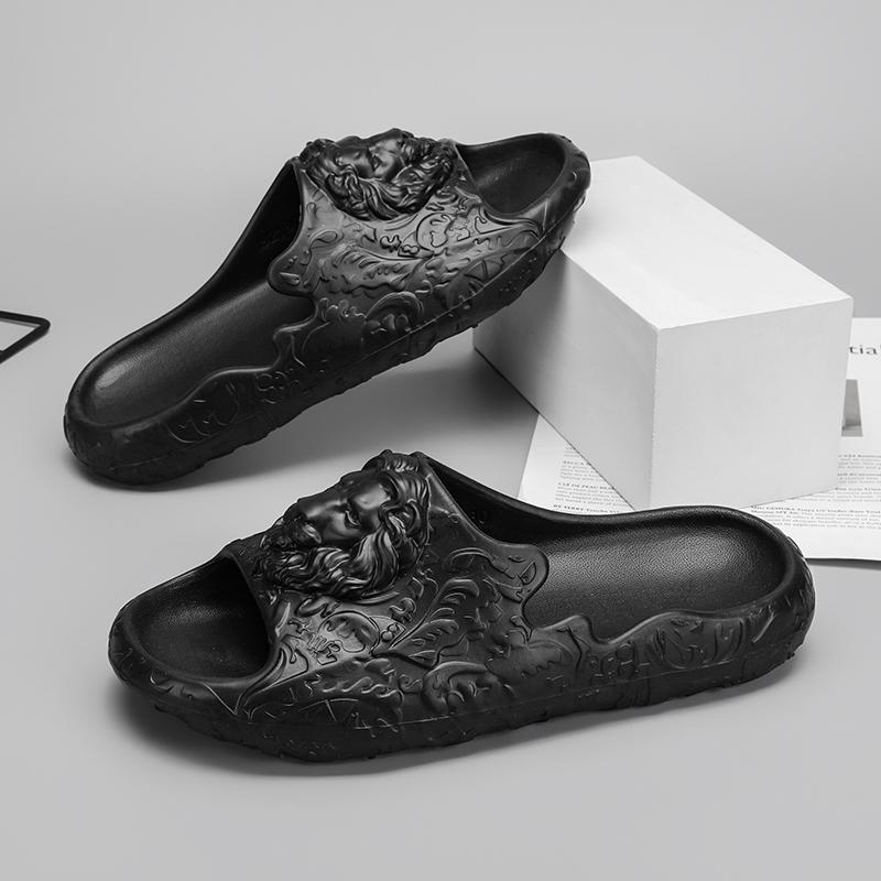 Men's Summer Lion Head Thick Bottom Outer Wear Anti-Slip Wear Resistant Home Indoor EVA Slippers Wholesale Beach Soft Thick Sole