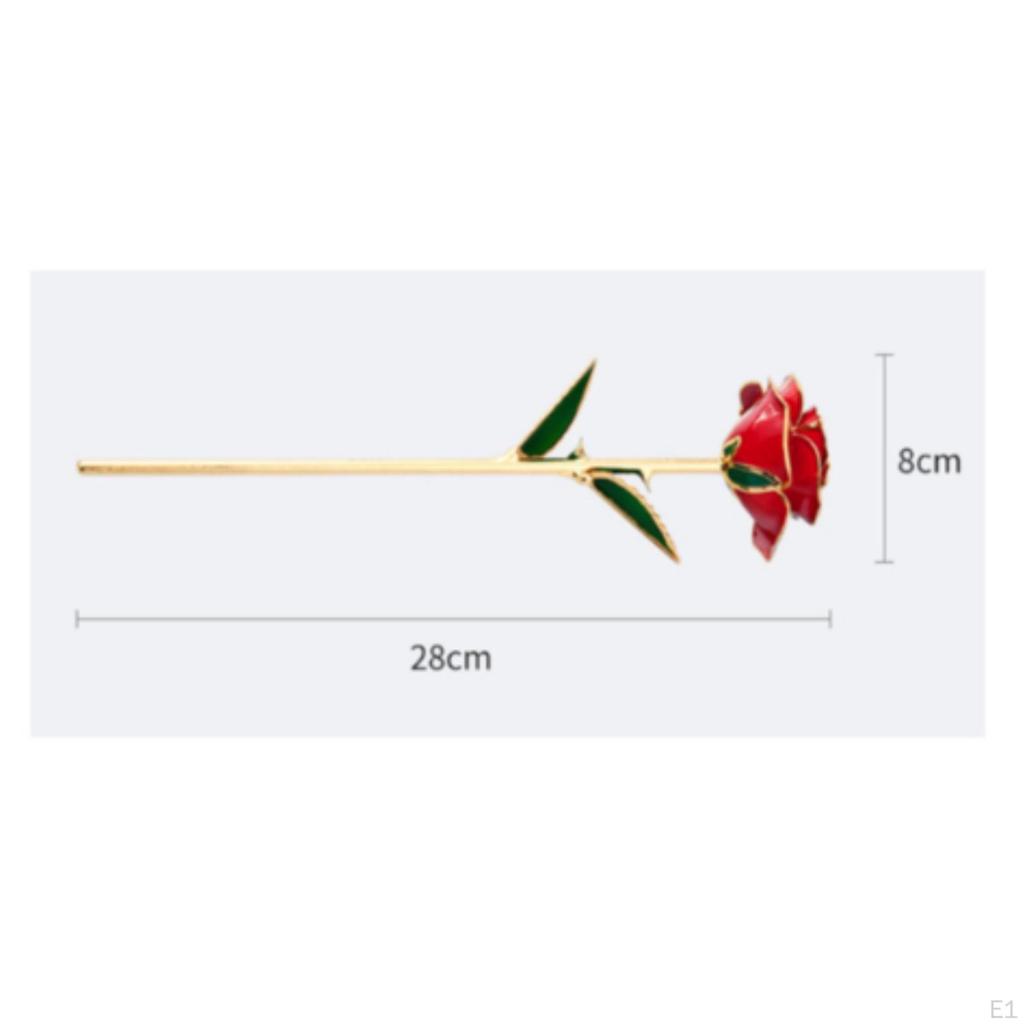 Rosa Decorativa con Gambo Dorato Bordo Metallico Stelo Artificiale Rose Finte Lussuose per