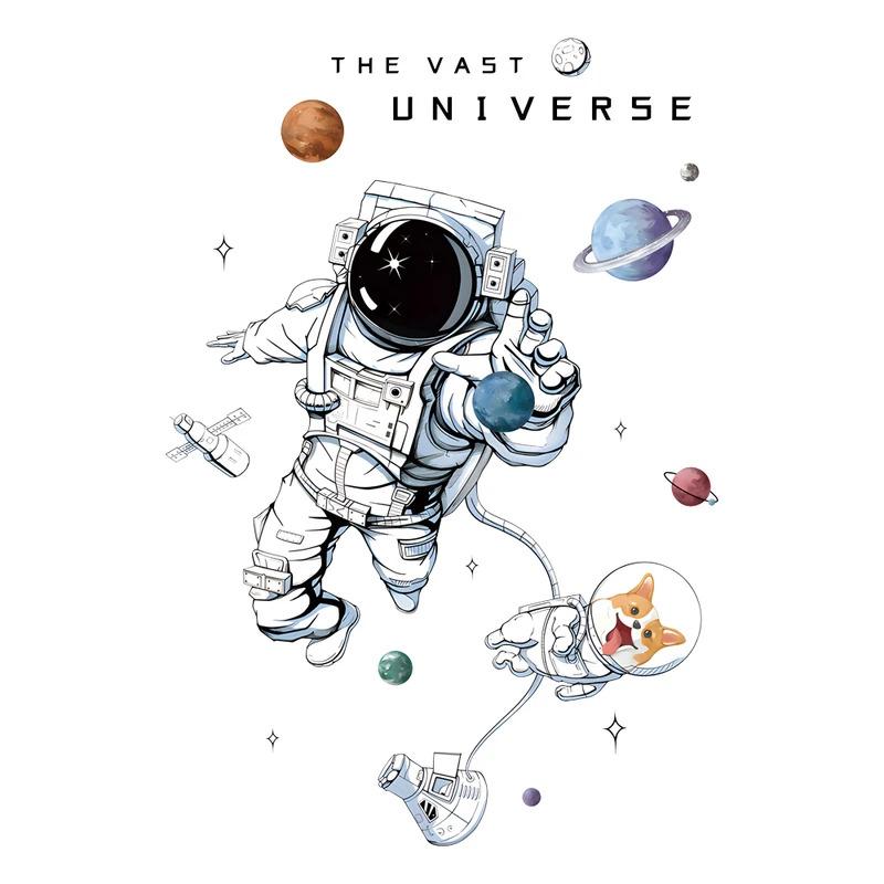 Astronaut Wall Stickers for Kids Room Nursery, Removable PVC Decals DIY Poster Murals, Bedroom Living Room Home Decor