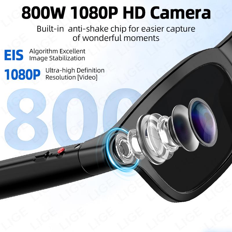 Occhiali Intelligenti con Fotocamera da 8MP Registrazione Foto Video HD Traduzione AI Lenti Fotocromatiche Chiamate Bluetooth Musica Assistente Vocale Occhiali Batteria da 300mAh Unisex