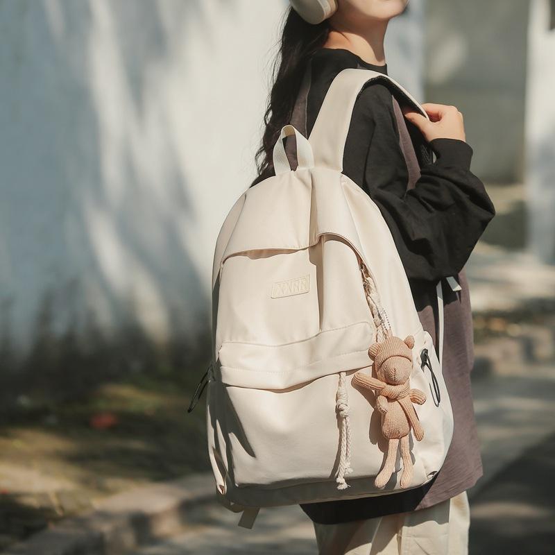 Schoolbagins Japanese Lazy Wind Student Backpack Women's Solid Color Casual Junior High School School Bag Simple Niche Versatile Backpack