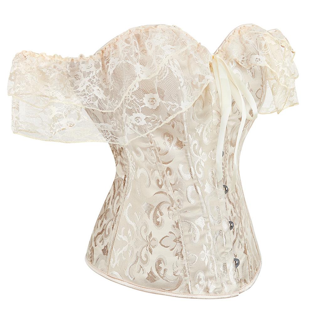 Breathable Polyester Lace Corset Top Adjustable Ties And Elegant Off Shoulder Design Traditional Blossomy Bustier Top