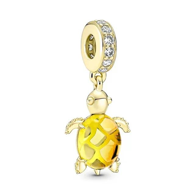 925 Sterling Silver Murano Glass Turtle Jellyfish Whale Charm Pendant for Women DIY Jewelry Bracelet Accessories